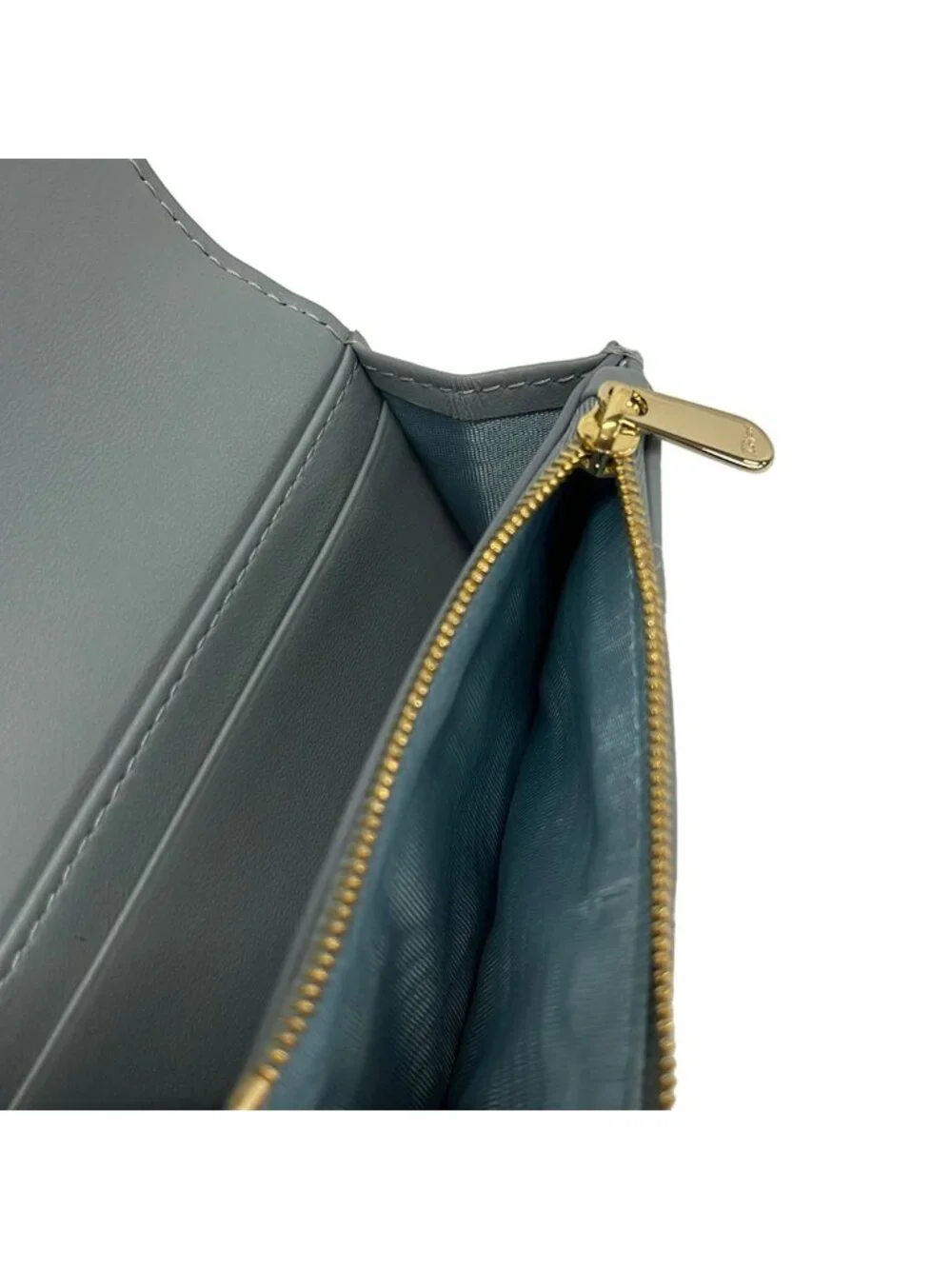 Dior Coin Case My Glycine Wallet Blue Gray Leather